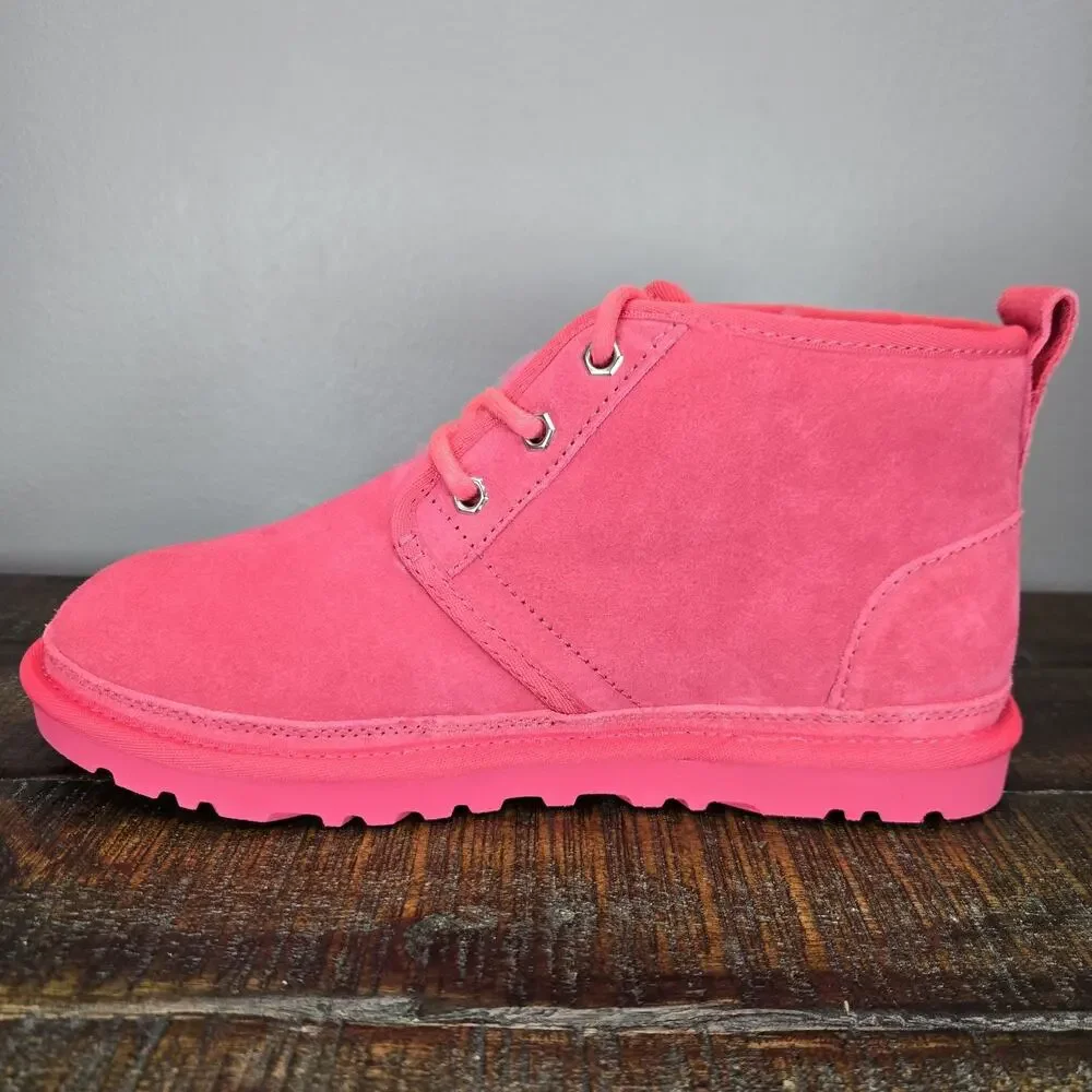 NEW UGG Neumel Womens Size 7 Fuzzy Warm Chukka Boots Shoes Slippers Pink